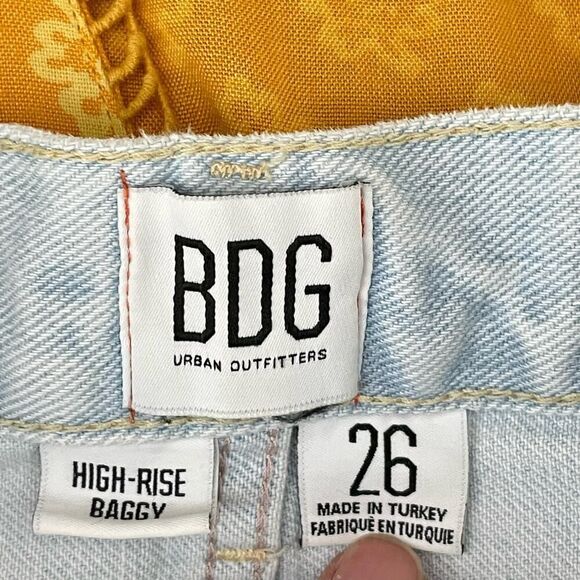 BDG Urban Outfitters High Rise Distressed Straight Jeans 26 Light Wash #AM - Picture 7 of 9